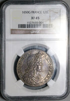 1650-G NGC XF 45 France 1/2 Ecu Louis XIV Poitiers Mint Silver Coin POP 1/1 (24122602D)