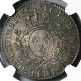 1780-H NGC AU 55  Louis XVI France 1/2 Ecu LaRochelle 2k Silver Coin POP 1/0 (23072303D)