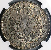 1792/1-A NGC AU 53 Louis XVI France 1/2 Ecu Paris Mint Royal Overdate Silver Coin (23072304D)