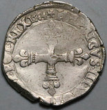 1584-E France 1/4 Ecu Henry III VF Tours Mint Silver Coin 9.66g (25013103R)