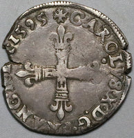 1595-T France 1/4 Ecu Charles X Nantes Mint XF Silver Coin 9.55g (25020101R)