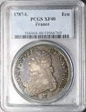 1787-L PCGS XF 40 France Louis XVI Ecu Crown Bayonne Mint Silver Coin (24051201D)