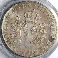 1768-A PCGS VF France Louis XV Ecu Paris Mint Crown Silver Coin (25022702C)