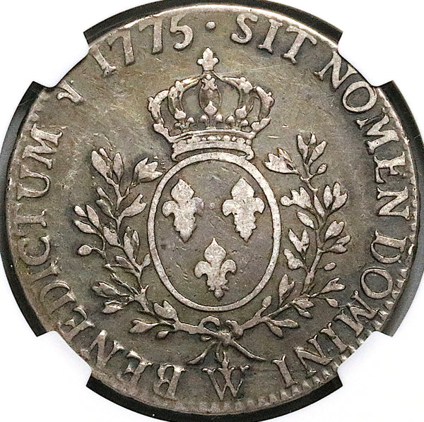 1775-W NGC VF 20 France Louis XVI Ecu Crown Silver Lille Mint Coin 