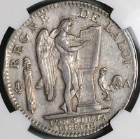 1792-A NGC XF France Louis XVI Ecu Constitution Republic Paris Silver Coin (23083102C)