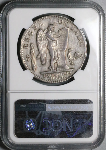 1792-A NGC XF France Louis XVI Ecu Constitution Republic Paris