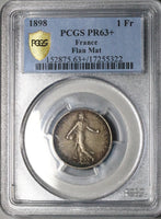 1898 PCGS PR 63+ France 1 Franc Sower Matt Proof Rare Silver Coin (23122102C)