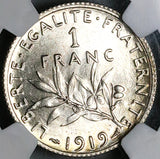 1919 NGC MS 65 France 1 Franc Sower Silver Gem Mint State Paris Coin (24121002C)