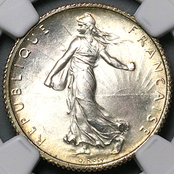 1920 NGC MS 64 France 1 Franc Sower Silver Mint State Last Year Coin  (23061402C)