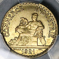 1921 PCGS MS66 France 50 Centimes Key Date Chambres Paris Mint Coin (24092803C)