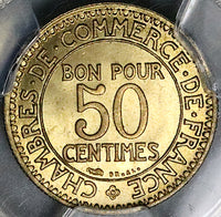 1921 PCGS MS66 France 50 Centimes Key Date Chambres Paris Mint Coin (24092803C)