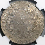 1803 NGC XF 45 France Napoleon 5 Francs An 12-A Rare Emperor Paris Mint Coin (24070902C)