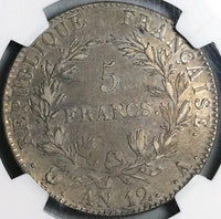 1803 NGC XF 45 France Napoleon 5 Francs An 12-A Rare Emperor Paris Mint Coin (24070902C)