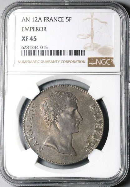 1803 NGC XF 45 France Napoleon 5 Francs An 12-A Rare Emperor Paris Min –  Caesar's Ghost Numismatics