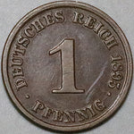 1895-J Germany 1 Pfennig XF Hamburg Mint Kaiser Reich Scarce Coin (24071602R)