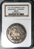 1731 NGC AU 55 Brunswick Hannover 2/3 Thaler George II Silver Coin POP 1/0 (24111701C)