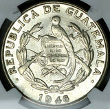 1946 NGC MS 63 Guatemala 1/4 Quetzal Bird Silver Mint State Coin (24092903D)