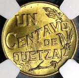 1943 NGC MS 63 Guatemala 1 Centavo Quetzal Bird Key Date Brass Coin (25022201C)