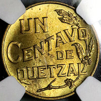 1943 NGC MS 63 Guatemala 1 Centavo Quetzal Bird Key Date Brass Coin (25022201C)