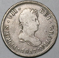 1817-NG Guatemala 2 Reales AVF Colonial Spain Ferdinand VII Silver Coin (24120501R)