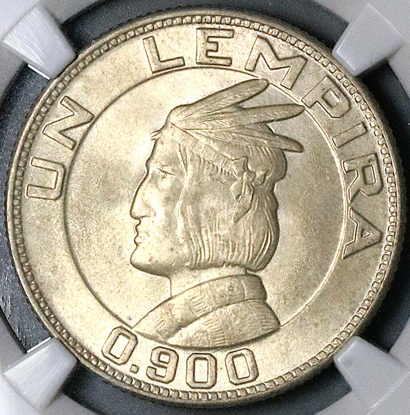 1937 NGC MS 64 Honduras 1 Lempira Chieftain 90% Silver Coin (24121401D)