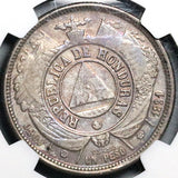 1891/89 NGC AU 55 Honduras Peso Overdate Standing Liberty Silver Coin (24070202C)