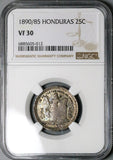 1890/85 NGC VF 30 Honduras 25 Centavos Standing Liberty Coin POP 1/1 (25012202C)