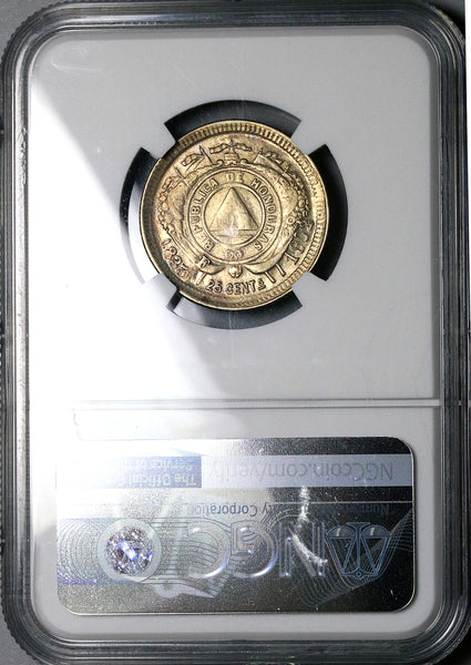 1902/801 NGC AU 55 Honduras 25 Centavos Standing Liberty Coin POP 