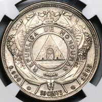 1885 NGC XF 45 Honduras 50 Centavos Pyramid Standing Liberty Silver Coin POP 1/5 (24071402C)