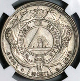 1885 NGC XF 45 Honduras 50 Centavos Pyramid Standing Liberty Silver Coin POP 1/5 (24071402C)