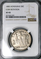 1885 NGC XF 45 Honduras 50 Centavos Pyramid Standing Liberty Silver Coin POP 1/5 (24071402C)