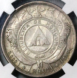 1886/5 NGC VF Honduras 50 Centavos Pyramid Rare Overdate Silver Coin POP 1/0 (24062102C)