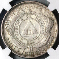 1886/5 NGC VF Honduras 50 Centavos Pyramid Rare Overdate Silver Coin POP 1/0 (24062102C)