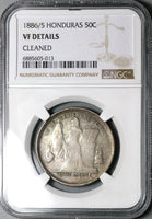 1886/5 NGC VF Honduras 50 Centavos Pyramid Rare Overdate Silver Coin POP 1/0 (24062102C)