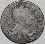 1680 Ireland 1/2 Penny Charles II Harp Coin Armstrong Legge Coin (24102503R)