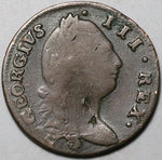 1781 Ireland 1/2 Penny George III Harp Britain Colonial Fine Copper Coin (25022301R)