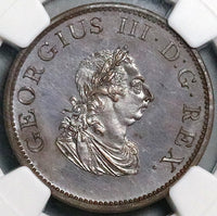 1805 NGC PF 62 Ireland Hibernia George III Proof Harp Copper Coin (24061601C)