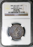 1805 NGC PF 62 Ireland Hibernia George III Proof Harp Copper Coin (24061601C)