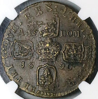 1690 NGC AU 58 James II Ireland Crown Gun Money Rare Coin POP 1/0 (24062501C)