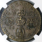 1690 NGC AU 58 James II Ireland Crown Gun Money Rare Coin POP 1/0 (24062501C)