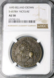 1690 NGC AU 58 James II Ireland Crown Gun Money Rare Coin POP 1/0 (24062501C)