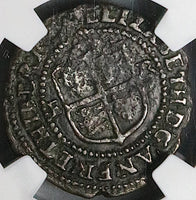 1602 NGC XF Ireland Elizabeth I Penny Harp Shield Tower Mint Coin (24031603C)