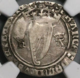 1534 NGC VF 20 Ireland Henry VIII Anne Boleyn 4 Pence Groat Harp Silver Coin (24111004C)