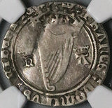 1534 NGC VF 20 Ireland Henry VIII Anne Boleyn 4 Pence Groat Harp Silver Coin (24111004C)