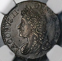 1689 NGC AU James II Ireland 6 Pence Jan Gun Money Rebellion Coin (24032603C)