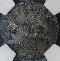 1689 NGC AU James II Ireland 6 Pence Jan Gun Money Rebellion Coin (24032603C)