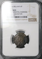 1689 NGC AU James II Ireland 6 Pence Jan Gun Money Rebellion Coin (24032603C)