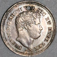 1838 Naples Sicily 5 Grana AU Italy State Silver Scarce Coin (23091402R)