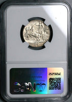 1913 NGC AU 58 Italy 1 Lira Horses Chariot Rome Mint Silver Coin (24101202C)