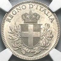 1918 NGC MS 64+ Italy 20 Centesimi Overstruck KM 28 Coin POP 1/4 (24112201C)